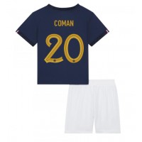Koszulka piłkarska Francja Kingsley Coman #20 Strój Domowy dla dzieci MŚ 2022 tanio Krótki Rękaw (+ Krótkie spodenki)
